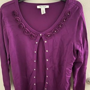 Purple WHBM sweater size L with silver buttons